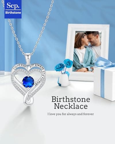 Jewelry for Women Wife Infinity Heart Birthstone I Love You Necklace S925 Anniversary Women Necklaces for Her Wife Birthday Gift Ideas, Birthday Present for Girlfriend Mom Daughter Sterling Silver