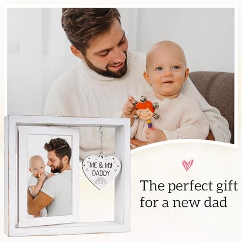 New Dad Gifts, First Time Dad Gifts, Me and My Daddy Picture Frame, Baby Gift for Daddy,Room Decor Vintage Style,Baby Gender Neutral Rotating Photo Frame 4x6