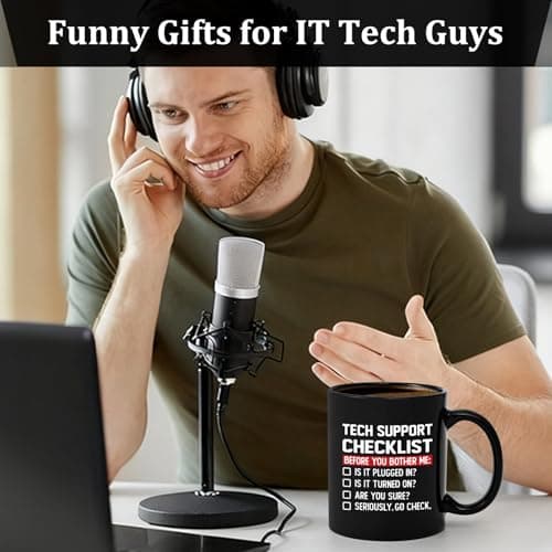 YHRJWN Tech Support Gifts Checklist Mug, Christmas Gifts for IT Tech Guys, Technicians, Programmers, Funny Gift for IT Lovers, Engineers - Computer Geek Novelty Cup Coffee Mug 11 Oz