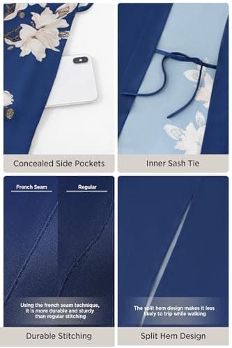 BABEYOND Kimono Robe Cover up with Box Long Floral Satin Sleepwear Silky Bathrobe Bachelorette Robe