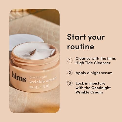 hims Goodnight Wrinkle Cream - Hydrating Men's Face Moisturizer with Hyaluronic Acid, Shea Butter & Caffeine - Reduces Wrinkles While You Sleep - 1 fl oz