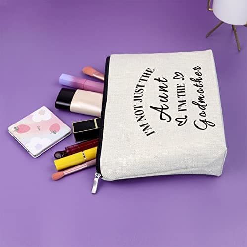 Sazuwu Godmother Aunt Gifts Godmother Gifts from Godchild Baptism Makeup Bag Aunt Christian Proposal Cosmetic Bag Birthday Christmas Mother’s Day Present Travel Pouch