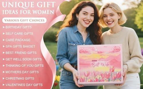 Birthday Gifts for Women Self Care Set Get Well Soon Gift Baskets, Relaxing Rose Spa Gift Basket Care Package for Women, Unique Xmas Gifts for Mom Her Girlfriend Sister Best Friend Wife Grandma