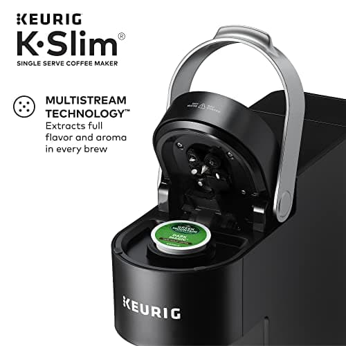 Keurig K-Slim Single Serve K-Cup Pod Coffee Maker, Multistream Technology, 3 Brew Sizes, Slim and Sleek Design, 46oz Removable Reservoir, Black