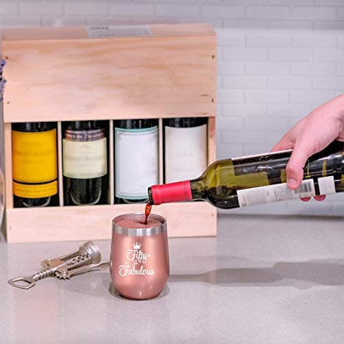 NewEleven 50th Birthday Gifts For Women, Her - 1975 50th Birthday Decorations - Gift For Women Turning 50-50 Year Old Gifts For Her, Mom, Wife, Friends - 12 Oz Wine Tumbler