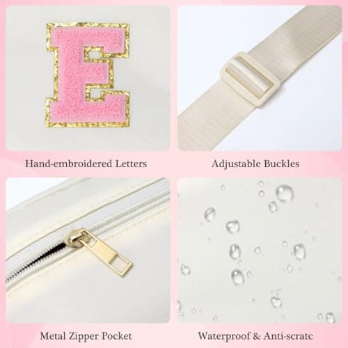 YOOLIFE Birthday Gifts for 3 4 5 6 7 8 9 10 11 12 13 Year Old Girls, Initial Fanny Pack for Girls Crossbody Bag Belt Bag Purse, Beige L