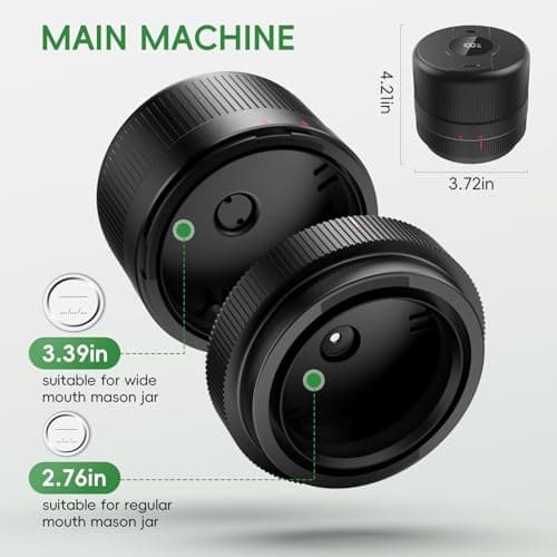 Mason Jar Vacuum Sealer Kit, Electric Sealer for Wide, Regular Mouth Mason Jars, Portable Vacuum Sealer for Jars, Birthday Gifts for Her, Gifts for Mom, Grandma