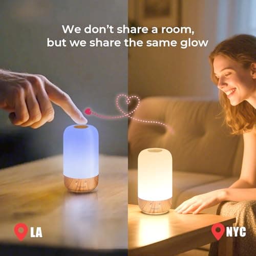 Long Distance Touch Lamp WiFi and Bluetooth Setup Relationship Best Friend Light Up Lamp Couple Gifts App Control (Set of 2)