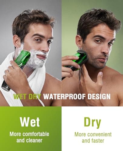 SHPAVVER Beard Trimmer for Men: Vacuum Mustache Trimmer for Less Mess -IPX7 Waterproof- Rechargeable Electric Beard Cutting Kit with Adjustable Length Comb-Built-in Vacuum for Sideburns/Stubble