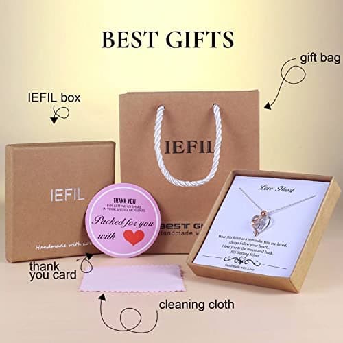 Iefil Stocking Stuffers for Women Wife - 925 Sterling Silver Rose Heart Initial Necklace, Christmas Anniversary Birthday Gifts for Women, Jewelry Gift for Her Wife Girlfriend Mom Daughter