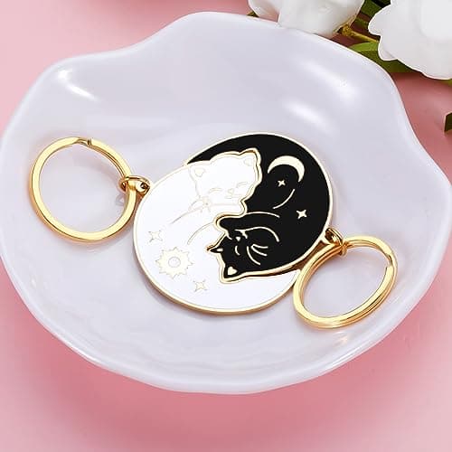 XPENMULBOJA Couple Gifts for Boyfriend Girlfriend Fathers Day Cat Dad Keychain Anniversary Matching Couple Stuff for Wife Husband Him Her Christmas Stocking Stuffer for Women Men Cat Lover