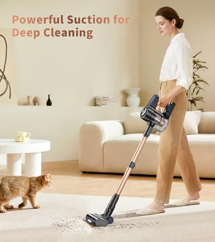 NADALY Cordless Vacuum Cleaner, Powerful Stick Vacuum with 45min Runtime, Anti-Tangle Vacuum Cleaners for Home, 1.5L Dust Cup, Rechargeable Wireless Vacuum for Hardwood Floor Carpet Pet Hair