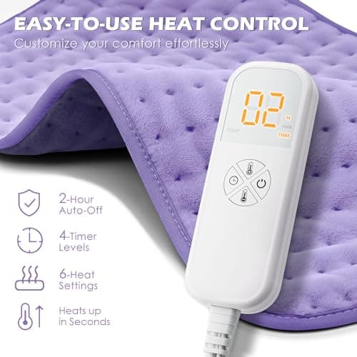 Heating Pad for Back Pain Cramps Relief - Electric Heating Pad for Neck/Shoulder/Muscle Pain - 6 Heat Settings, Auto Off, Moist Heat Options, Machine Washable, Mothers Day Gifts for Mom, Women - XL