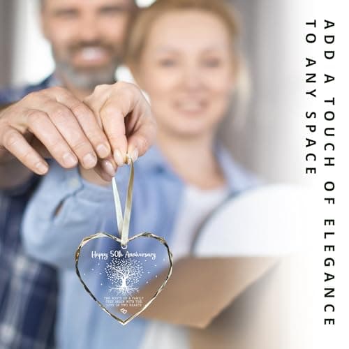 50th Anniversary Marriage Gifts for Couple - 50th Anniversary Wedding Gifts - 50 Wedding Ornaments for Couple, Her Him, Wife Husband, Parents - Glass Ornament