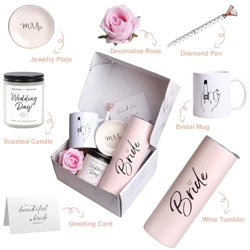 Bride To Be Gifts Box, Bridal Shower, Bachelorette Gifts For Bride, Engagement Gift For Her, Wedding Gift For Bride, Bachelor Party Gifts, Stainless Steel Tumbler Cup, Mug, Scented Candle - (Pink)