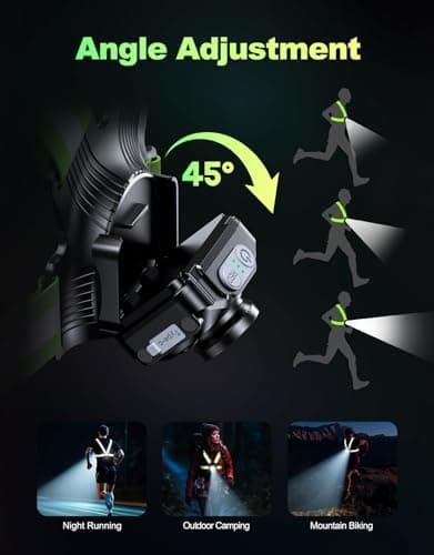 Running Lights for Runners, 500 Lumens Running Light with 45° Adjustable Tilt, 360° Reflective Vest & IPX4 Waterproof Rechargeable Light Up Gear for Night Walking/Cycling/Jogging/Hiking