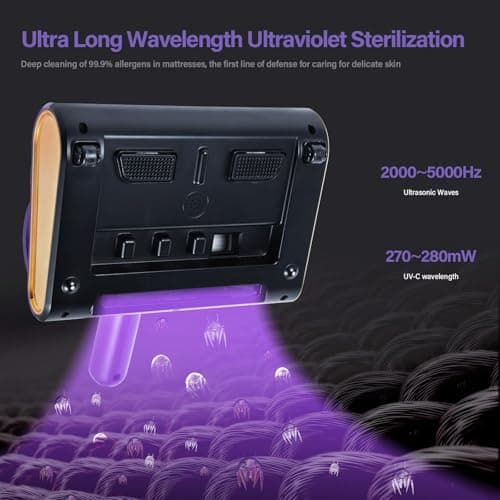 Mattress Vacuum Cleaner uv sanitizing, 16kpa Mattress Vacuum Cleaner Powerful Suction, Handheld Couch Cleaner Machine Deep Cleaner for Bed Cleaning, Sheet, Fabric Sofa Vacuuming