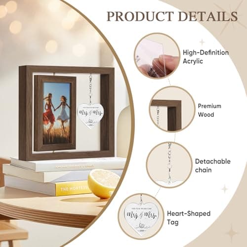 Mrs and Mrs 2026 Brown Picture Frame, Mrs & Mrs Wedding Gifts, Newlywed Engagement Present Lesbian Couple Bridal Shower Gifts, LGBT Gift Ideas