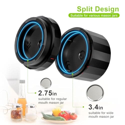 M11 Electric Mason Jar Vacuum Sealer Kit - with Wide and Regular Mouth Mason Lids, Jar Vacuum Sealer for Canning Jars, Vacuum Sealing Machine for Food Storage Black