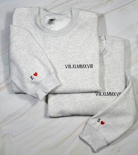 Custom Embroidered Roman Numeral Hoodie – Personalized Hoodie with Initial and Heart for Boyfriend or Girlfriend, Matching Couple Hoodies