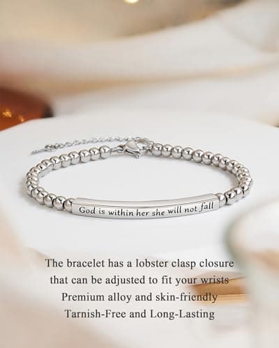 JOGDIAM Religious Gift for Her God is Within Her She Will Not Fall Bible Verse Bracelet Gift for Her