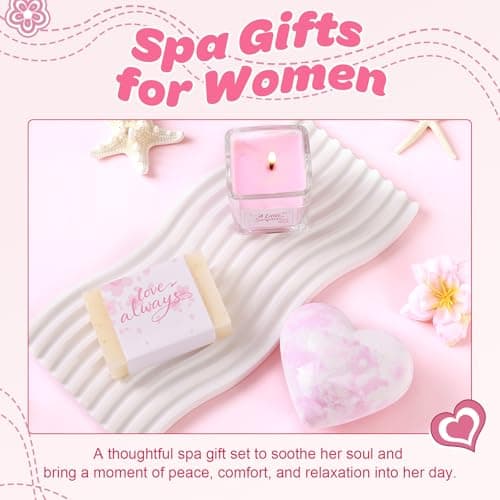 Birthday Gifts for Women - Cherry Blossom Spa Gift Box with Tumbler, Self Care Package for Mom Wife Sister Friend Grandma, Thank You Relaxation Basket for Mother’s Day Valentine’s Day Christmas (Pink)