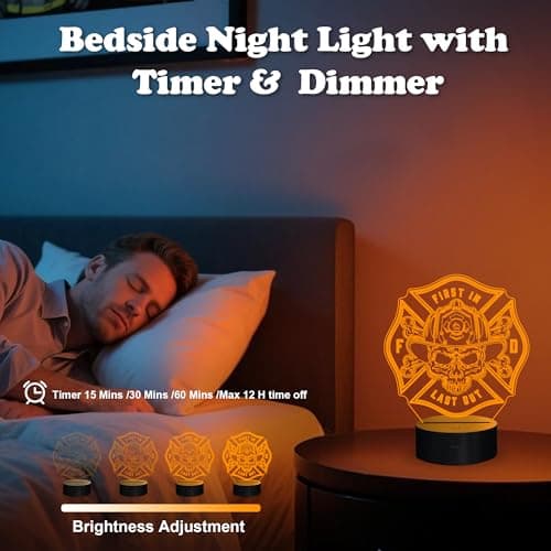 Firefighter Gifts, Fire Fighter Gifts Men, Fireman Night Light with 16 Colors Changing & Timer & Dimmer, Creative Gifts for Birthday, Father's Day, Graduation, Thank you, Xmas for Firefighter, Women