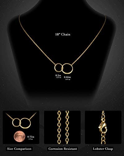 Suavell Sister Necklace - Sterling Silver Interlocking Double Circle Necklace - Birthday Gift for Sister - Maid of Honor Gift