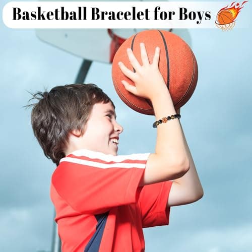 Tifeson Christmas Stocking Stuffers Gifts for Boys, Basketball Bracelet for Son Grandson Team Players Fan Adjustable Inspirational Beaded Bracelet for Birthday Christmas Gifts