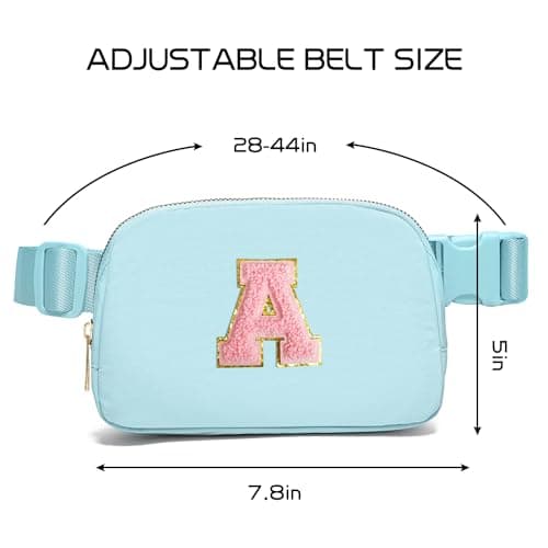 Gitus Gifts for 7 8 9 10 11 Year Old Girls Belt Bag Fanny Pack Crossbody Bags with Initial Letter Patch Birthday Gifts for Daughter Sister Friends Teen girls (Icing Blue-A)