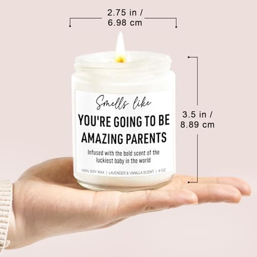 Cute Candle, New Parents Gifts for Couples, New Mom & Dad - Funny Christmas, Pregnancy, Gender Reveal Gifts for Parents to Be, Expecting Mom, 1st Time Mommy to Be, New Dad - 9 oz