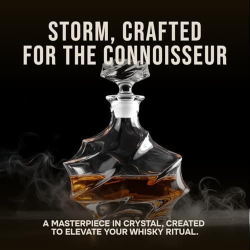 Storm Japanese Crystal Whisky Decanter – 100% Ultra Clarity Lead-Free Crystal – 750ml Elegant Liquor Carafe for Whiskey, Scotch, Bourbon & Spirits