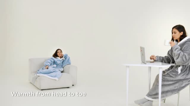 Bedsure Wearable Blanket Hoodie, Long Hooded Blanket Sweatshirt as Birthday Gifts for Women, Cozy Sherpa Hoodie for Adult, Standard, Grey