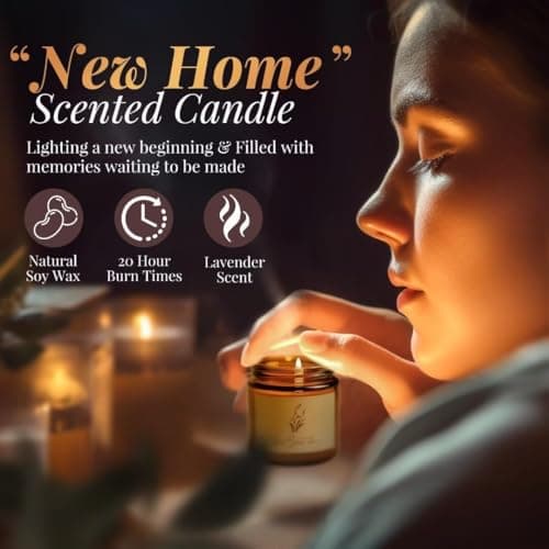 Synhonty New Home Gift Ideas Basket, 11 Pcs: Bamboo Serving Board, Wooden Decoration, Soy Candle, Towels & More - White