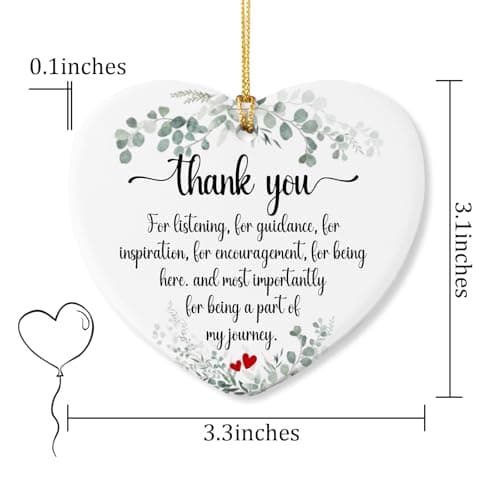 Appreciation Gifts for Women Thank You for Being a Part of My Journey Gifts for Coworkers Friends Nurse Teacher Employee Boss Christmas Tree Decoration Ceramic Heart Ornament