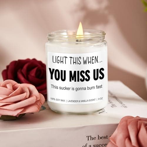 Funny Scented Candle, We Will Miss You, Moving Away Gifts for Friend, Farewell, Goodbye, Going Away Gifts for Coworkers Women, Men, Boss, Coworker Leaving, Retirement Presents - 9 oz