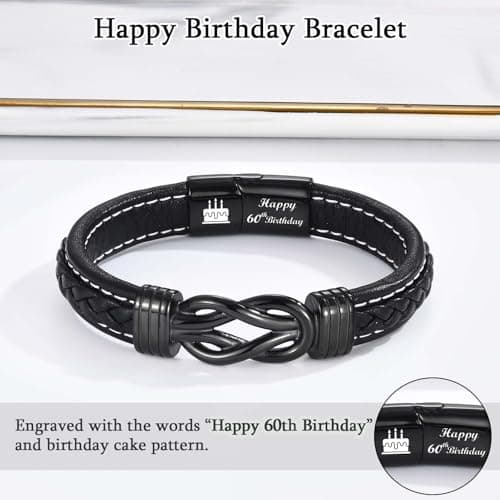 13th 16th 17th 18th 21st Birthday Gifts for Boys Him Male, Happy Birthday Leather Bracelet Gifts for 13 16 18 21 Year Old Boy Male Man Son Grandson Nephew Brother Friend with Sweet Birthday Card
