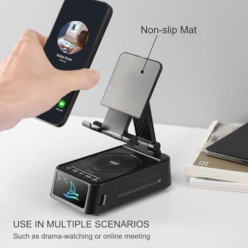 Gifts for Men Women, Cell Phone Stand with Bluetooth Speaker Led Light, Unique Gifts for Dad Him Husband Boyfriend, Cool Gadget Compatible with iPhone/Android, Ideal Gifts for Christmas