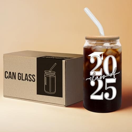 Graduation Gifts - Graduation Gifts 2025 High School - College Grad Gift for Her, Him, Women, Men, Graduates, Friends, Sister - Graduate Gift Ideas - Class of 2025 Cup - 16 Oz Can Glass