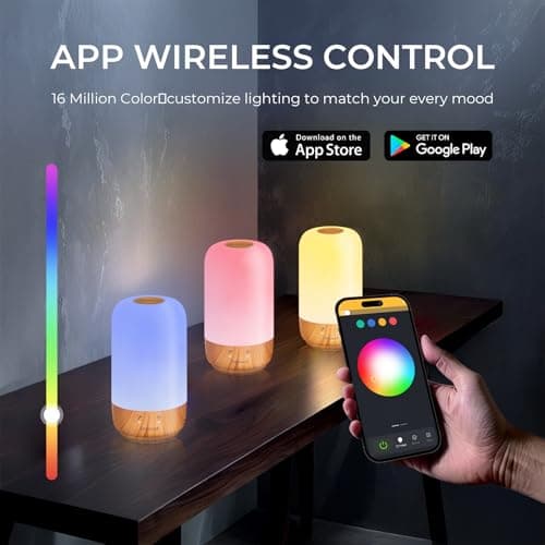 Long Distance Touch Lamp WiFi and Bluetooth Setup Relationship Best Friend Light Up Lamp Couple Gifts App Control (Set of 2)