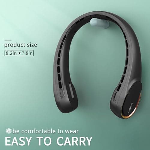 FrSara Neck Fan, Portable Personal Fan Strong Wind, 5200mAh, Air Volume,360° Cooling, No Hair Twisting, Air Volume On 2 Sides, Non-Slip, Quick Charge, Long Use Time, Birthday Gift for Women, Dad, Men