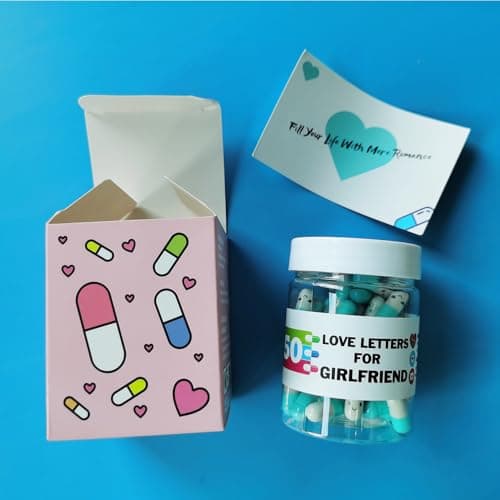 Gifts For Girlfriend Prewritten Message In Capsule Lovely Notes Birthday Anniversary Valentines Day Gifts for Her (Light Blue Girlfriend 50pcs)