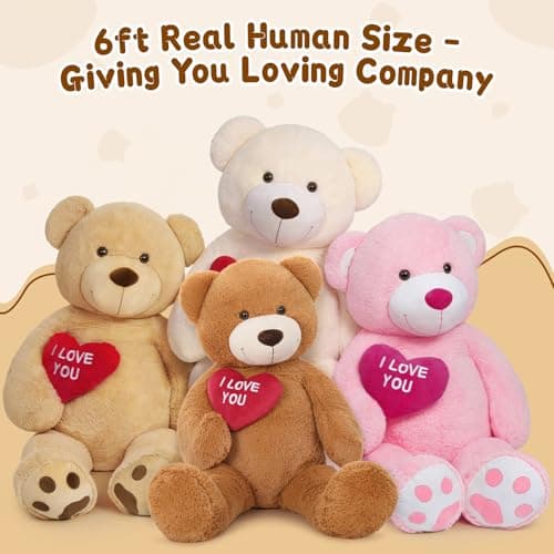 MaoGoLan Giant Teddy - I Love You Red Heart Big Dark Brown Stuffed Animal - Huge Valentines Teddy for GF,BF,Wife,Gift - Anniversary Birthday Gift