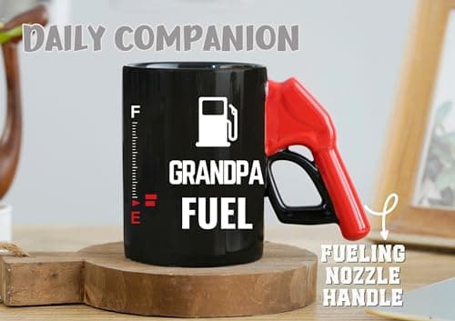 Onebttl Grandpa Gifts, Grandpa Fuel Color Changing Coffee Mug with Fueling Nozzle Handle, Gifts for Grandpa, 13.5oz/400ml Funny Ceramic Mug for Christmas, Father's Day