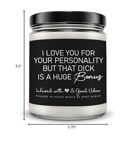 Candle Gifts for Men Funny, Boyfriend Candle, Made in USA, 9 oz, Funny Valentines Gifts for Boyfriend, Naughty Candles by Mint Sugar Candle Company