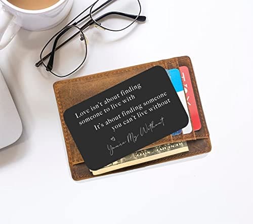 Valentine’s Day Gift for Boyfriend Husband Hubby Fiancé From Girlfriend Wife-Sentimental Engraved Wallet Insert Card Decor -Love Isn't About Finding Someone-Wedding Christmas Birthday Gifts for Men