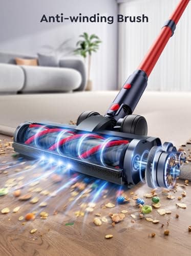 Cordless Vacuum Cleaner, 600W 50Kpa 65Mins Vacuum Cleaners for Home, Self-Standing Stick Vacuum with Touch Screen & Wall Charging Station for Hard Floor Carpet Pet