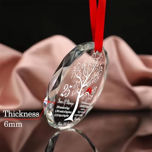 25th Wedding Anniversary Glass Ornament – Silver Wedding for Parents, Couple, Wife, or Husband – Unique 25 Years Marriage Christmas Decoration Keepsake
