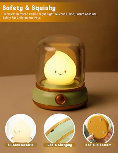 Cute Chibi Flame Lamp, Anime Cozy Lights, Retro Rechargeable Night Light, Decor, Cute Desk Accessories, Gifts.