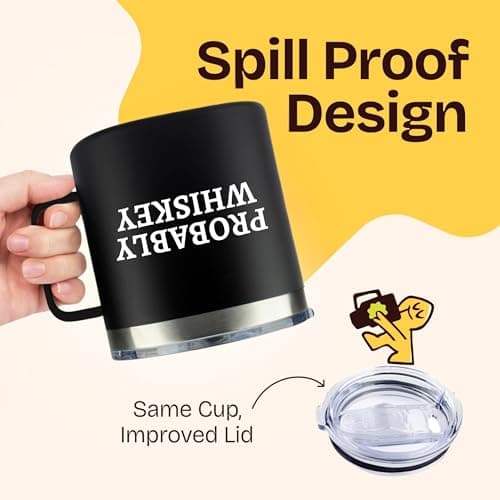 Dad Gifts for Christmas Day - Whiskey Gifts for Men Probably Whiskey Coffee Mug for Dad Tumbler Black 14oz Gift for Whisky Lovers Funny Birthday Present for Coffee Drinkers Gift Ideas for Father's Day